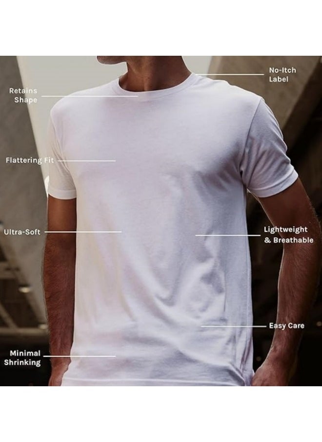 GGEROU Mens T-Shirts,Mens Crew Neck Short Sleeve,Neck Soft Fitted T Shirt,UPF 50+ Quick Dry Rashguard,Lightweight Everyday Tee White  - Image 5