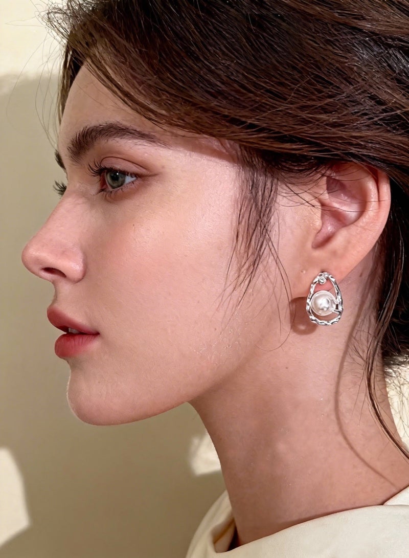 Silver Pearl Drop Earrings for Women, 925 Silver Needle Hypoallergenic Silver Plated Fishtail Dangle Jewelry, Elegant Bridal Accessory for Wedding and Daily Wear for Ladies Girls Women - Image 4