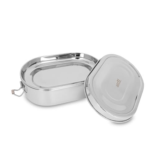ATTIL - Stainless Steel Medium Lunch Box for School & Office with Mini Plate for Snacks | Curries - Stainless Steel Lunch Box for Kids & Office - Locking Clip - Kids Friendly Lid - Capacity 640 ml - Image 3