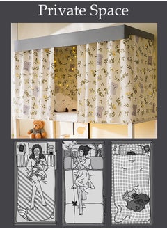 DUNISO Blackout Upper Berth Bunk Bed Curtains Dormitory Room Lightproof Decorative Roommate Privacy Cover Canopy Photo Background Decor Backdrop Blackout Curtain 3 Panels with a Top  - Image 2