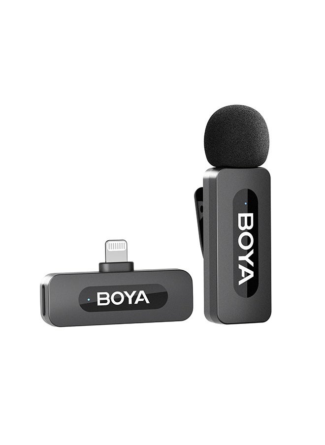 BOYA - BOYA BY-V1 Wireless Lavalier Microphone for iPhone iPad, 1 Transmitter+ 1 Receiver Wireless Mic for Interview Vlog Recording - Image 1