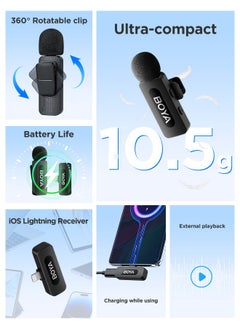 BOYA BOYA BY-V1 Wireless Lavalier Microphone for iPhone iPad, 1 Transmitter+ 1 Receiver Wireless Mic for Interview Vlog Recording  - Image 2