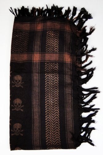 Tapp Collections Premium Skull Pattern Shemagh Head Neck Scarf - Dark Brown/Black - Image 3
