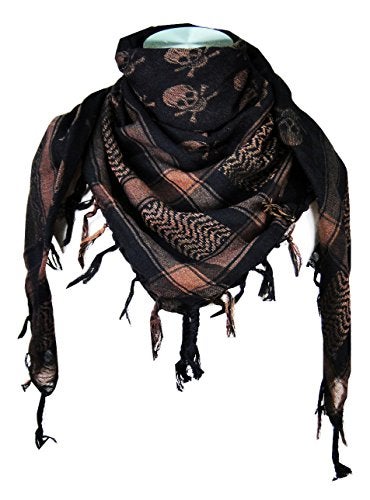 Tapp Collections Premium Skull Pattern Shemagh Head Neck Scarf - Dark Brown/Black - Image 1