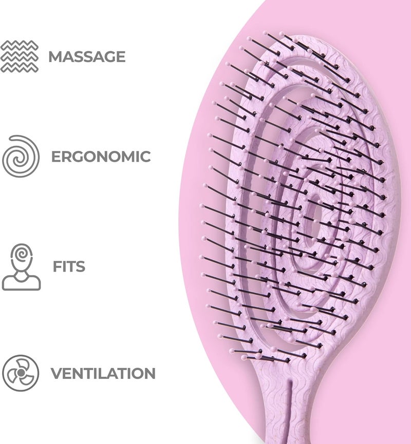 Ninabella Organic Detangle Hair Brush for Women, Men & Children - Does not Pull the Hair - Hair Straightening Brushes for Curly, Straight & Wet Hair - Unique Spiral Hairbrush - Image 3