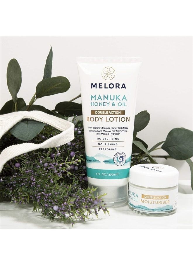 melora - Manuka Honey and Oil Double Action Body Lotion For Men and Women, Moisturizing and Healing, Premium Manuka Oil, Organic, Natural Aloe, Softens Skin, Vulgare Leaf Extract, 7 oz - Image 1