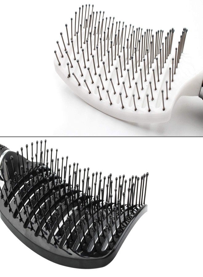 Vtrem Vented Hair Brushes for Women: 2 Pc Curved Hair Detangler Brush for Dry/Wet Hair Fast Drying Styling Tool (Black & White) - Image 4