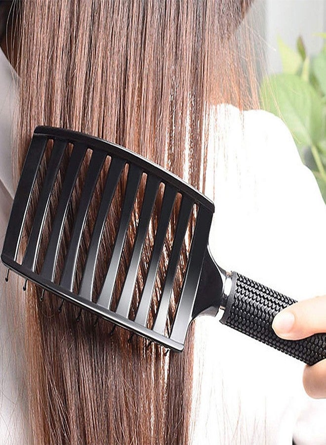 Vtrem Vented Hair Brushes for Women: 2 Pc Curved Hair Detangler Brush for Dry/Wet Hair Fast Drying Styling Tool (Black & White) - Image 2