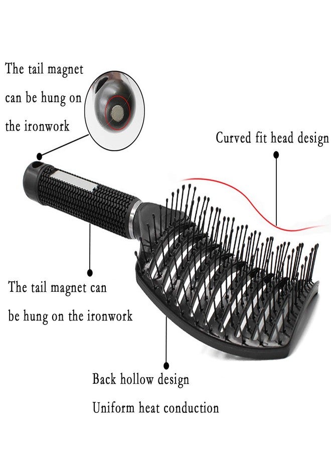 Vtrem Vented Hair Brushes for Women: 2 Pc Curved Hair Detangler Brush for Dry/Wet Hair Fast Drying Styling Tool (Black & White) - Image 3