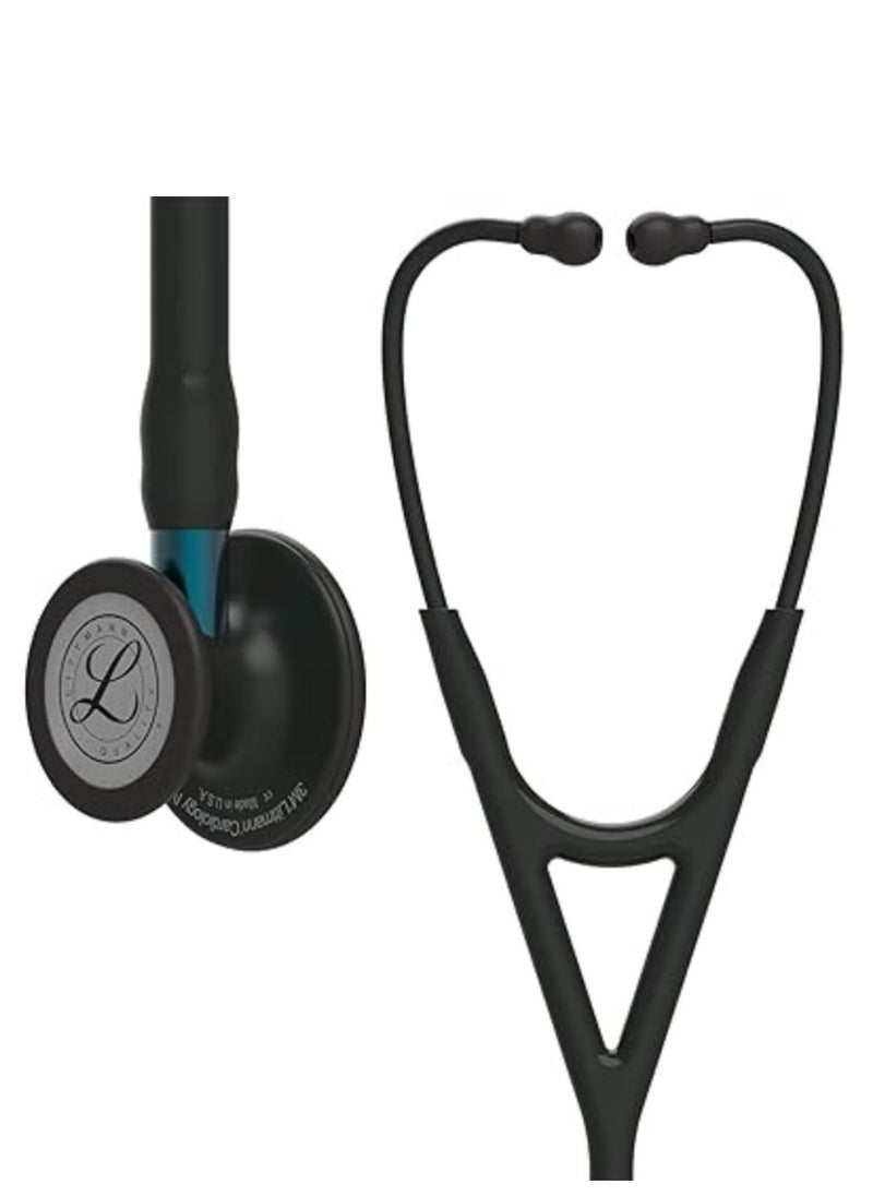 Littmann 3M Littmann Cardiology IV Diagnostic Stethoscope, Black-Finish Chestpiece, Black Tube, Blue Stem and Black Headset, 69 cm, 6201  - Image 1