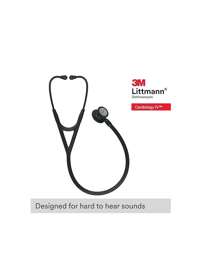 Littmann 3M Littmann Cardiology IV Diagnostic Stethoscope, Black-Finish Chestpiece, Black Tube, Blue Stem and Black Headset, 69 cm, 6201  - Image 2