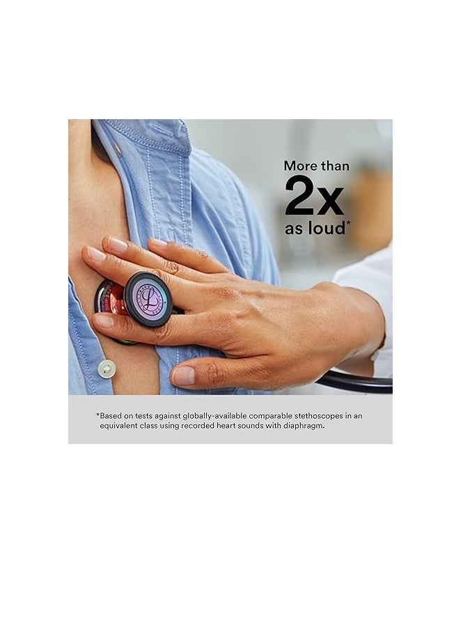 Littmann 3M Littmann Cardiology IV Diagnostic Stethoscope, Black-Finish Chestpiece, Black Tube, Blue Stem and Black Headset, 69 cm, 6201  - Image 4