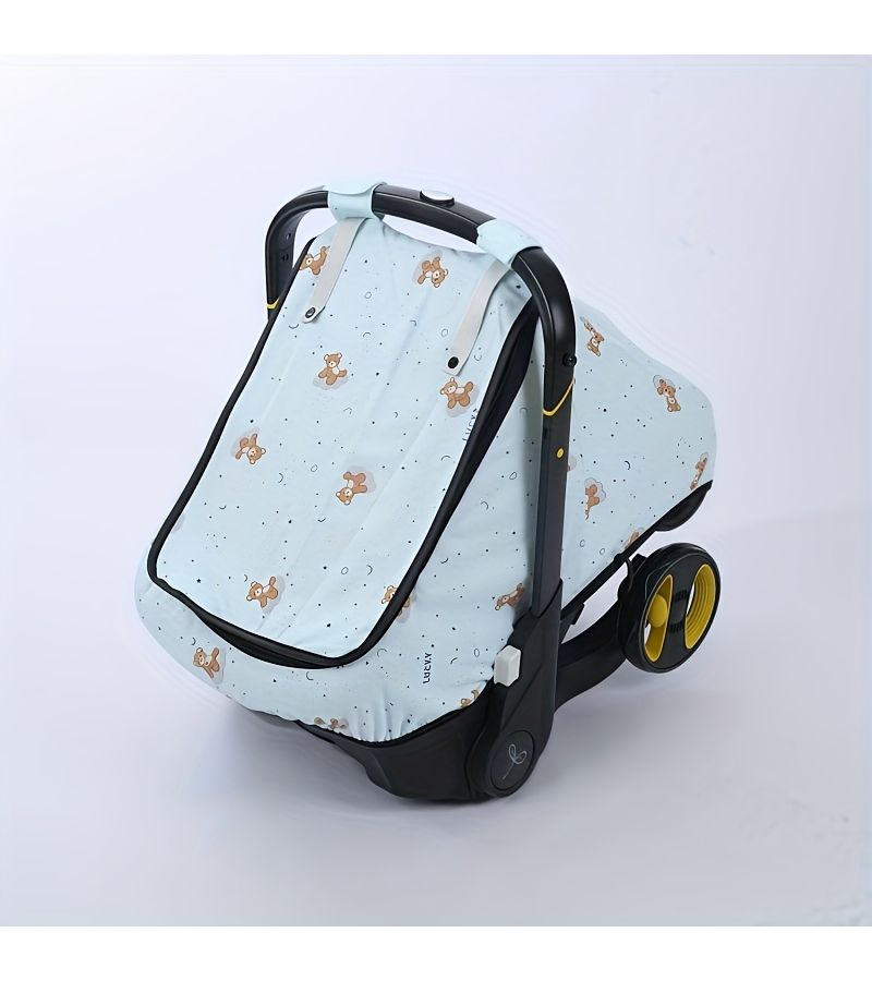 غطاء المطر لمقعد أمان الأطفال "Blue Bear" مع سقف شبكي بسحاب وسلة - Image 5