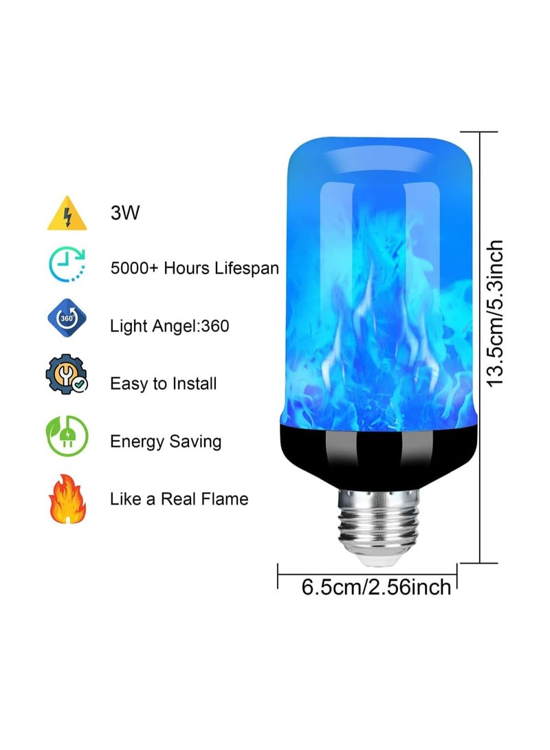 عبوة لمبتين إضاءة شعلة LED بأربعة أوضاع قاعدة E27 تأثير لهب متوهج للزينة الداخلية والخارجية لون أزرق مناسب للحفلات - Image 2