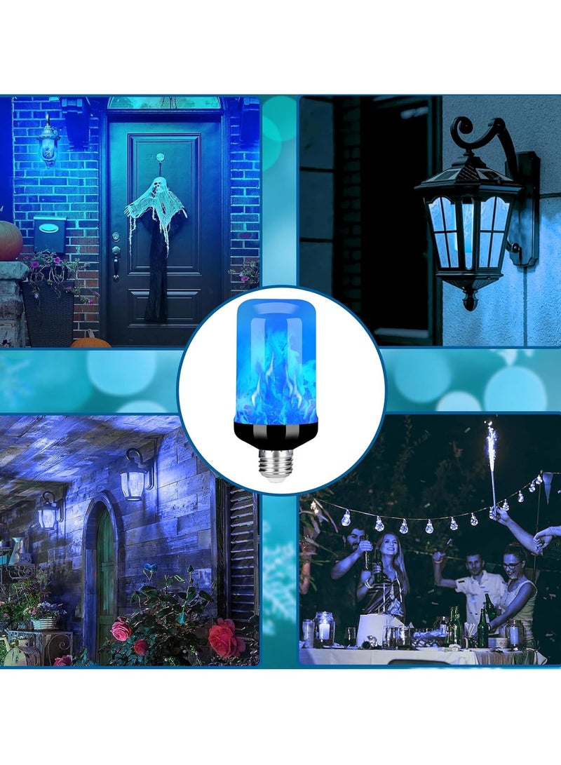 عبوة لمبتين إضاءة شعلة LED بأربعة أوضاع قاعدة E27 تأثير لهب متوهج للزينة الداخلية والخارجية لون أزرق مناسب للحفلات - Image 5