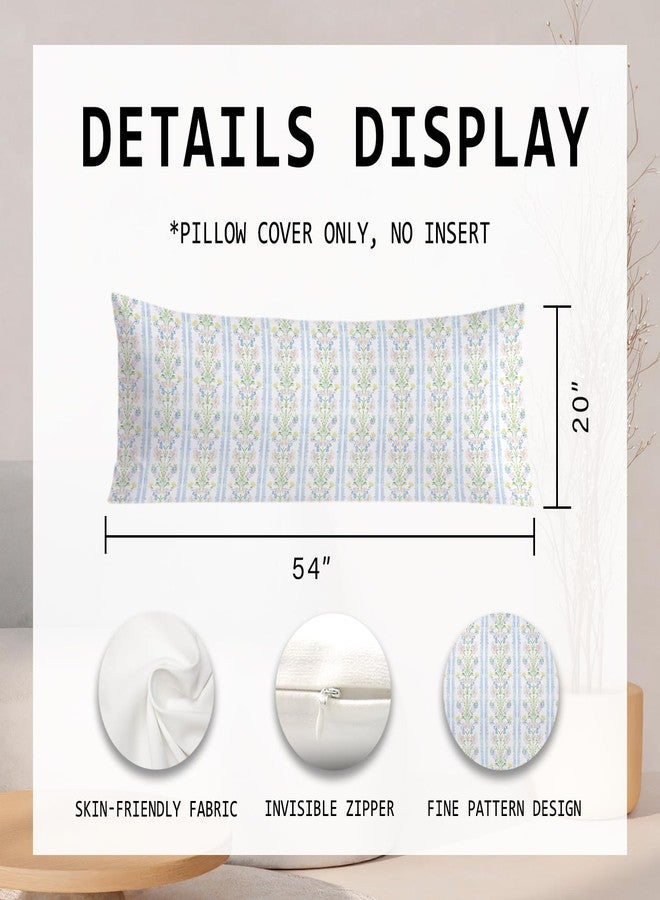 PIUD Coquette Preppy Floral 20x54 Body Pillow Cover, Girly Room Decor Aesthetic, Coquette Room Decor, Pastel Flower Grandmillenial Decorative Long Body Pillow Cases for Bed Couch - Image 2
