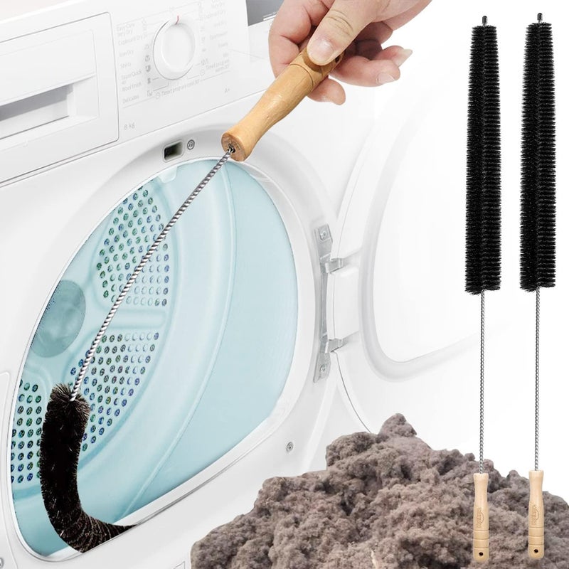 Low dust buildup 2 Pack Dryer Vent Cleaner Kit Clothes Dryer Lint Brush Vent Trap Cleaner Home Essentials Long Flexible Vacuum Brush Simple upgraded construction - Image 1