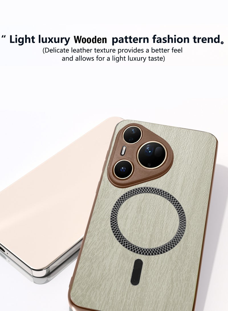 Wtech Huawei Pura 80 Ultra 5G 2025 Wood Texture Strong Magnetic Case Plus Shell Shockproof Magsafe Hard PC Rear Case Cover (MCMPMN) - Maple Wood - Image 3