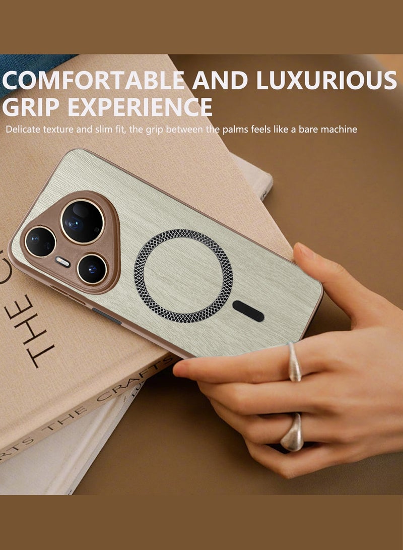 Wtech Huawei Pura 80 Ultra 5G 2025 Wood Texture Strong Magnetic Case Plus Shell Shockproof Magsafe Hard PC Rear Case Cover (MCMPMN) - Maple Wood - Image 4