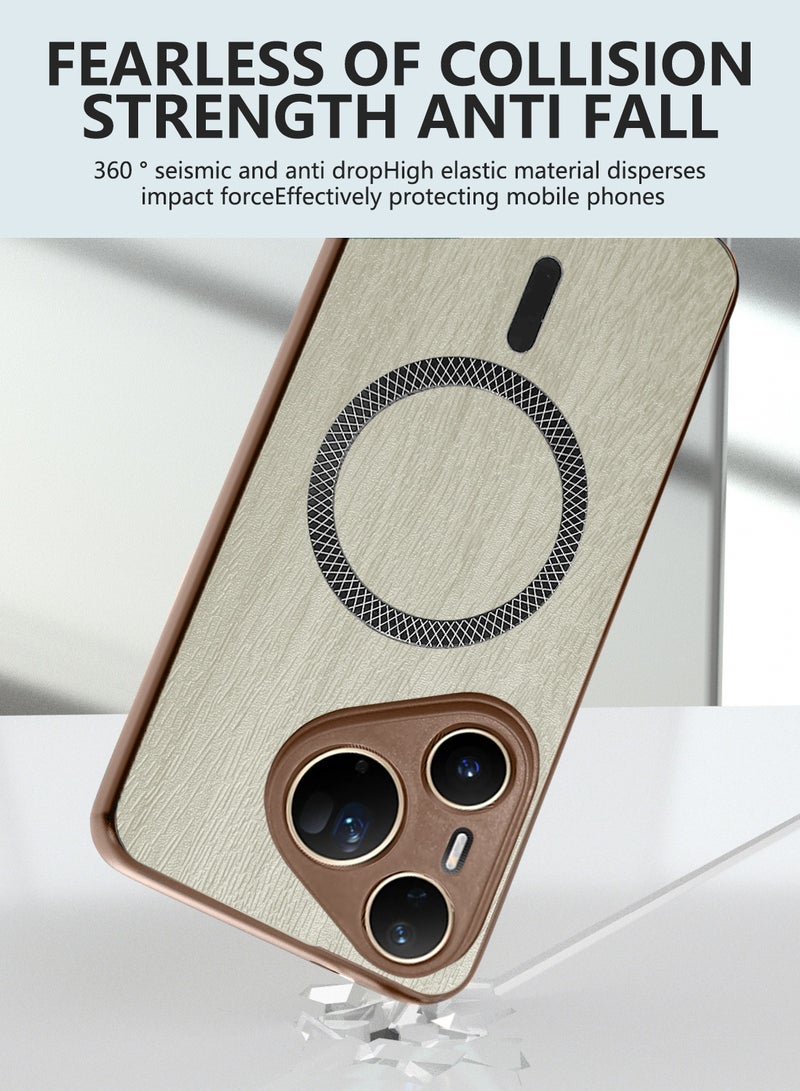 Wtech Huawei Pura 80 Ultra 5G 2025 Wood Texture Strong Magnetic Case Plus Shell Shockproof Magsafe Hard PC Rear Case Cover (MCMPMN) - Maple Wood - Image 2