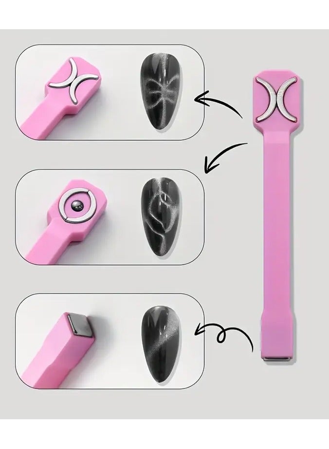 Rozino 3-in-1 Nail Art Magnet Stick, Cat Eye Effect Magnetic Wand for 3D Eye Patterns, Professional Grade Manicure Tool for DIY Decoration, Strong Magnet Rod for Salon-Quality Nails - Unscented Accessory, 1pc - Image 1