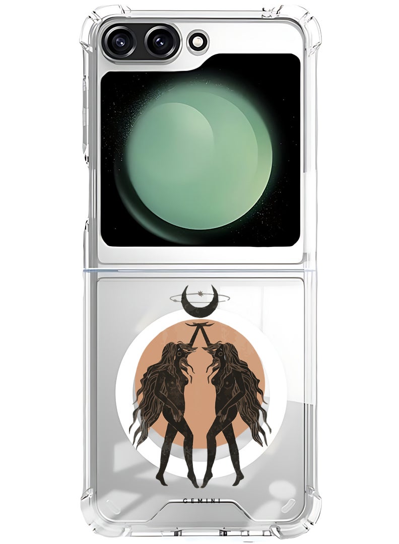 Theodor Magnetic Case for Samsung Galaxy Z Flip 5 Compatible with MagSafe Wireless Charging, Shockproof Phone Bumper Cover Gemini - Image 1