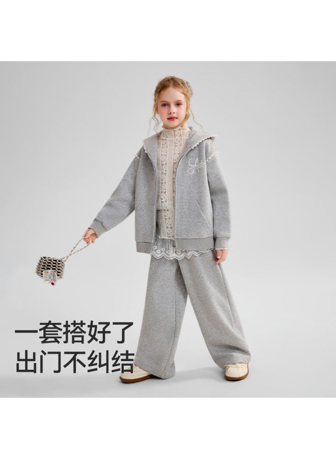 ASK JUNIOR Spring Mid-size Kids Hooded Sweatshirt Jacket Sport Casual Pants Girl Two-piece - Image 4