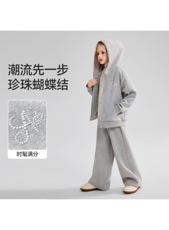 ASK JUNIOR Spring Mid-size Kids Hooded Sweatshirt Jacket Sport Casual Pants Girl Two-piece - Image 3