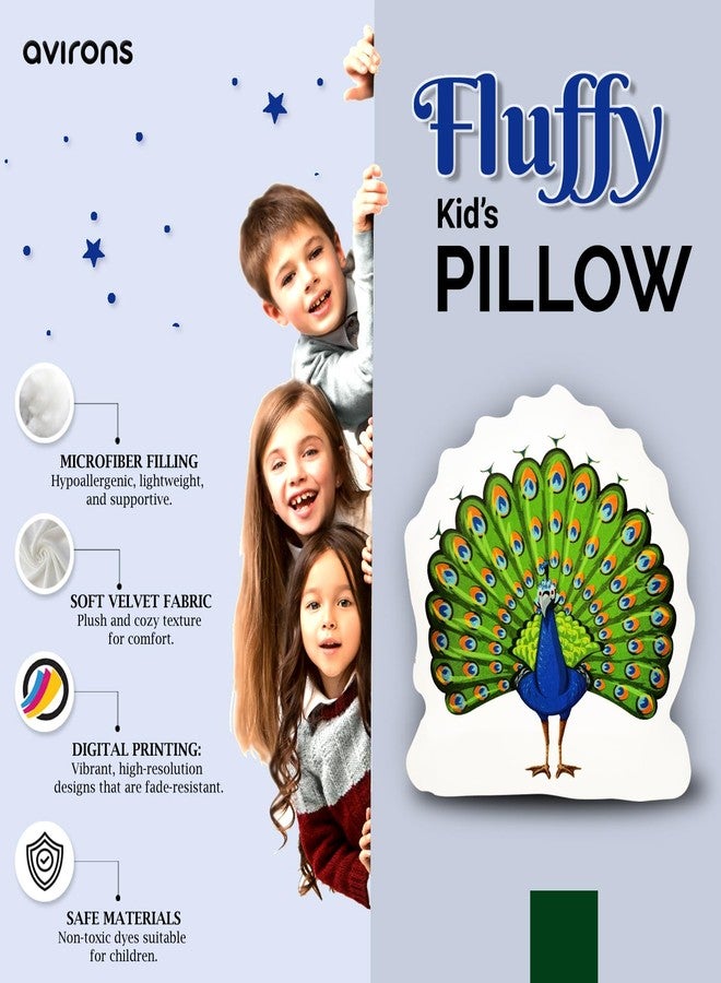 Avirons Soft Peacock Face Pillow for Kids - Cozy, Plush, and Fun for Play, or Relaxing, Adding a Touch of Jungle Adventure and Comfort to Every Moment in Your Child’s Room or Play Area - Image 5