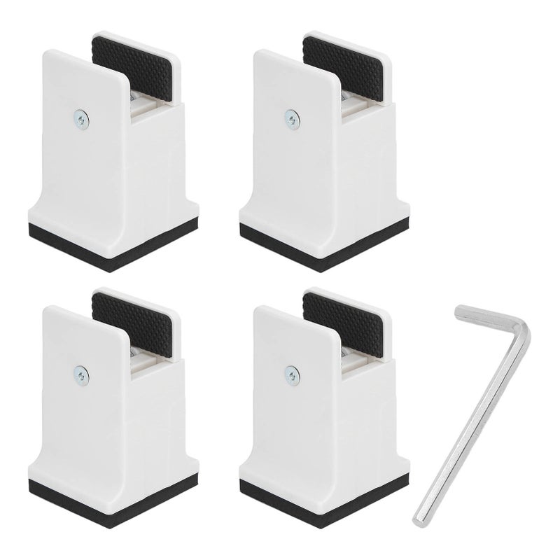 4pcs Adjustable Furniture Risers with Screw Clamp Rubber Bed Couch Risers for Heavy Duty Furniture White - Image 1