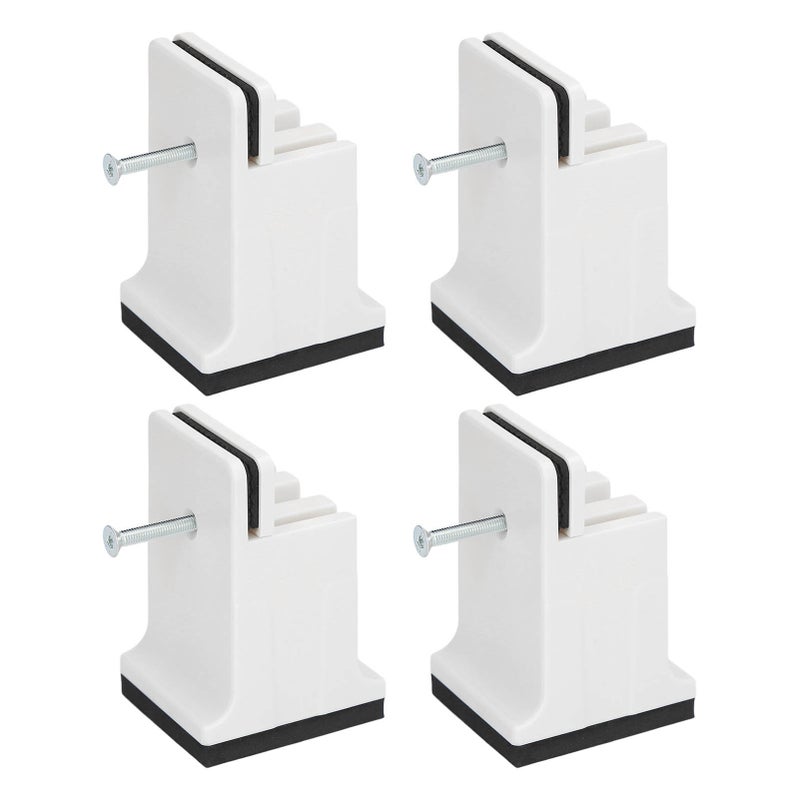 4pcs Adjustable Furniture Risers with Screw Clamp Rubber Bed Couch Risers for Heavy Duty Furniture White - Image 4