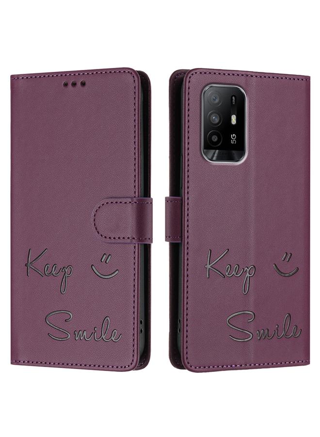 S-TOP Case For OPPO A95 4G Global / Reno6 Lite Smile Embossing RFID Leather Phone Case - Image 3