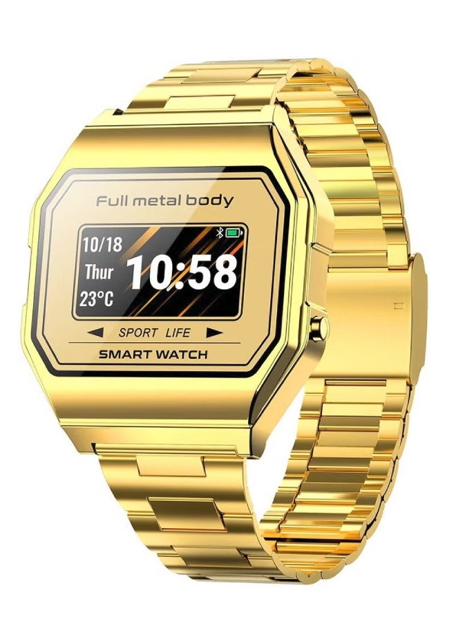 ارواق ساعة ذكية KW18 للرجال بسوار من الفولاذ المقاوم للصدأ - مقاومة للماء IP67، مراقب ضغط الدم ونسبة الأكسجين في الدم، معدل ضربات القلب، نظام تحديد المواقع العالمي (GPS)، متعددة الرياضات، بلوتوث 5.0 لنظامي التشغيل Android وiOS - ذهبي - Image 1