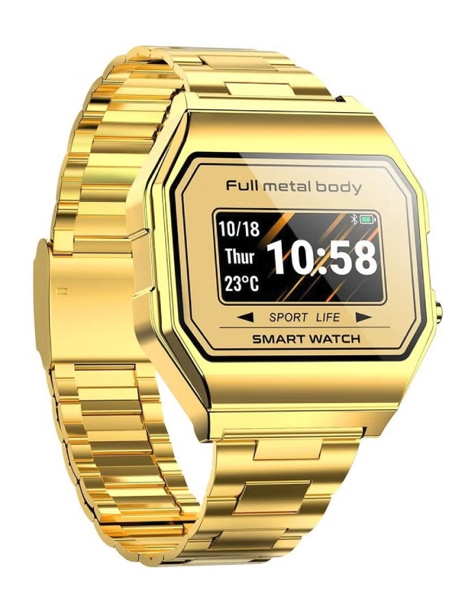 ارواق ساعة ذكية KW18 للرجال بسوار من الفولاذ المقاوم للصدأ - مقاومة للماء IP67، مراقب ضغط الدم ونسبة الأكسجين في الدم، معدل ضربات القلب، نظام تحديد المواقع العالمي (GPS)، متعددة الرياضات، بلوتوث 5.0 لنظامي التشغيل Android وiOS - ذهبي - Image 2