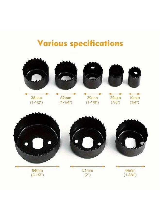 16pcs Hole Saw Kit Carbon Steel Metal Circle Power Drill Hole Cutter for Wood PVC Plastic Drywall - Image 3