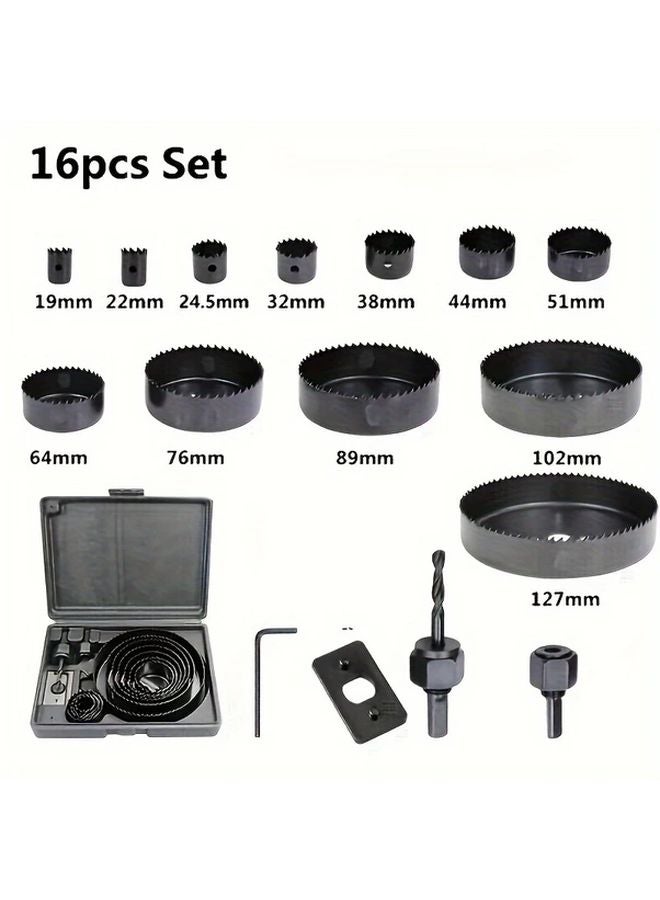 16pcs Hole Saw Kit Carbon Steel Metal Circle Power Drill Hole Cutter for Wood PVC Plastic Drywall - Image 4