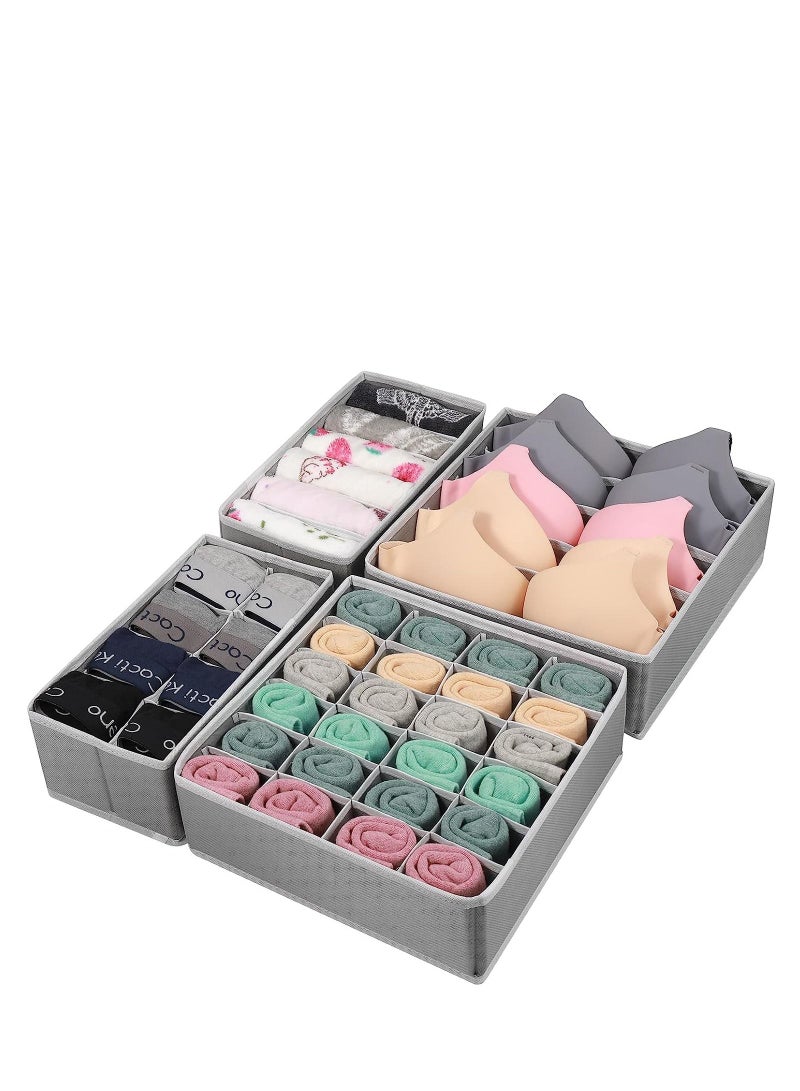 4 Pcs Underwear Drawer Organizers Divider, Closet Socks Organizer and Storage Boxes for Lingerie, Bra, Undies - Image 1