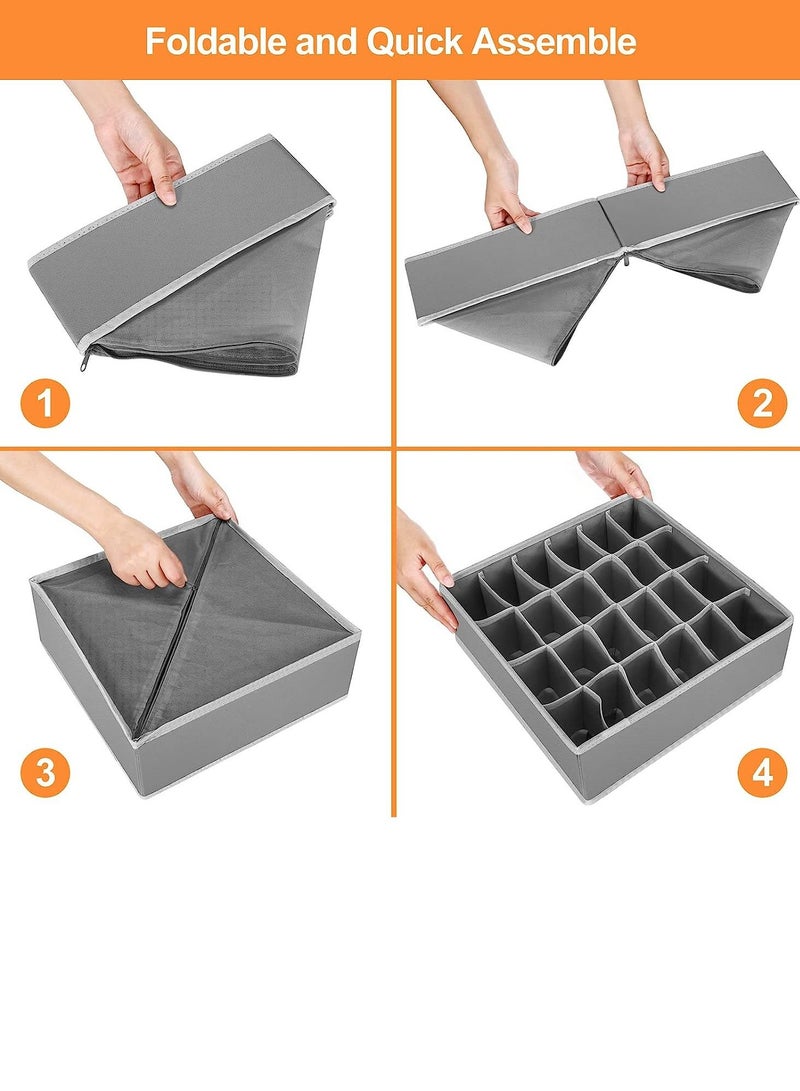 4 Pcs Underwear Drawer Organizers Divider, Closet Socks Organizer and Storage Boxes for Lingerie, Bra, Undies - Image 4