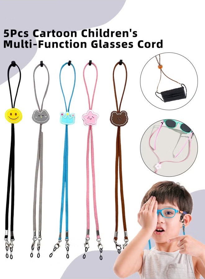 5Pcs Kids Cartoon Glasses Straps, Multi-Function Eyeglasses String, Eyewear Retainer, Mask Necklace Lanyard, Sunglasses Holder for Boys Girls, Multicolor - Image 1