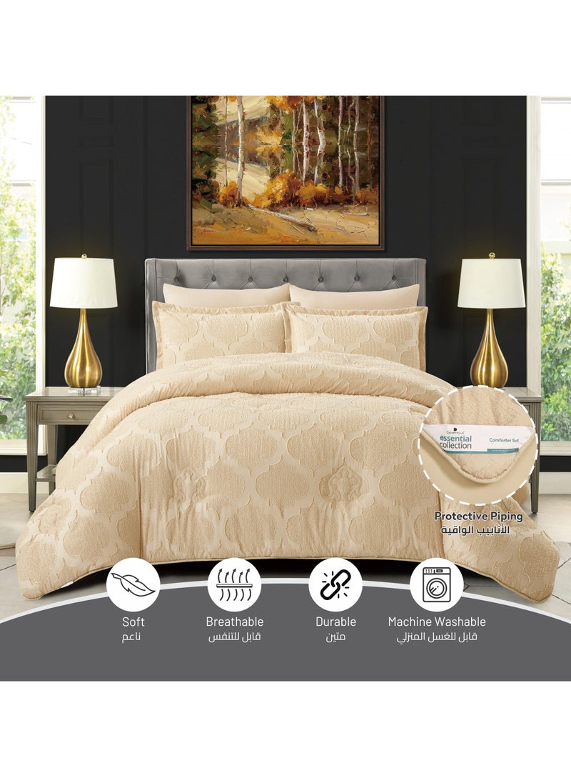 Comforter Set 4-Pcs Single Size Designer Tufted Embroidery Bed Set Fits 120 x 200 Cm (350 GSM) With Down Alternative Filling,Soft Amber - pzsku/ZD9986974589C891E3D40Z/45/_/1730821752/e6fdbc6b-bc41-446e-b63d-d3f9652e438b