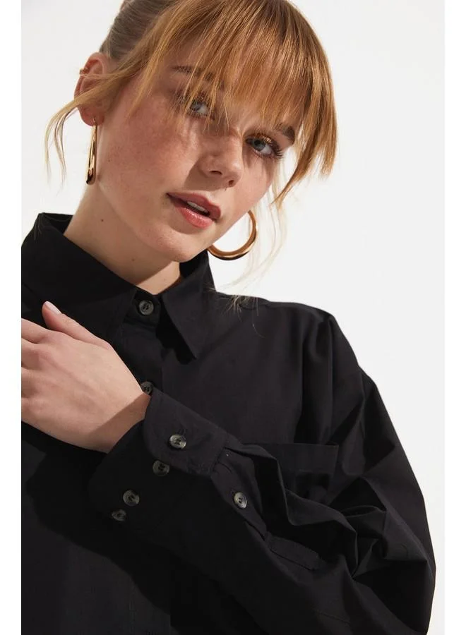 جون June Women Boyfriend/Wide Fit Cotton Woven Shirt Black