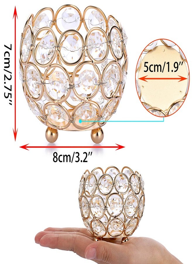 أونماي مجموعة من 4 حوامل شموع صغيرة مستديرة من الكريستال من OwnMy، فوانيس شموع ذهبية من الكريستال، حوامل شموع لتزيين طاولات الطعام وحفلات الزفاف. - Image 3