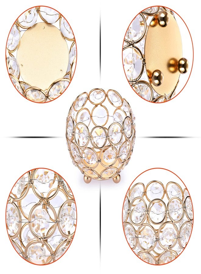 أونماي مجموعة من 4 حوامل شموع صغيرة مستديرة من الكريستال من OwnMy، فوانيس شموع ذهبية من الكريستال، حوامل شموع لتزيين طاولات الطعام وحفلات الزفاف. - Image 4