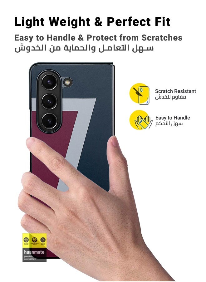 huanmate غطاء حماية صلب أنيق لهاتف Samsung Galaxy Z Fold5 باللون الأزرق/الأحمر  - Image 3