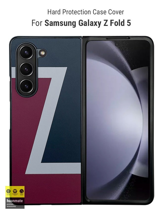 huanmate غطاء حماية صلب أنيق لهاتف Samsung Galaxy Z Fold5 باللون الأزرق/الأحمر  - Image 1