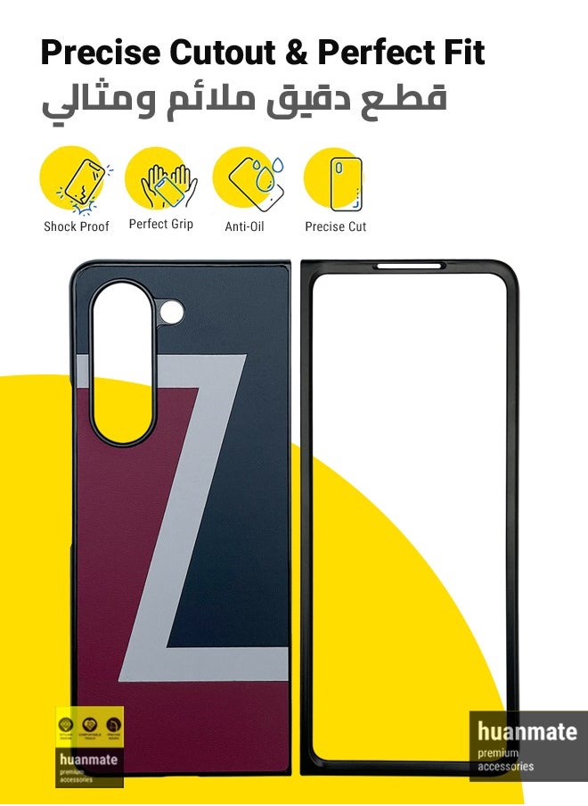 huanmate غطاء حماية صلب أنيق لهاتف Samsung Galaxy Z Fold5 باللون الأزرق/الأحمر  - Image 2