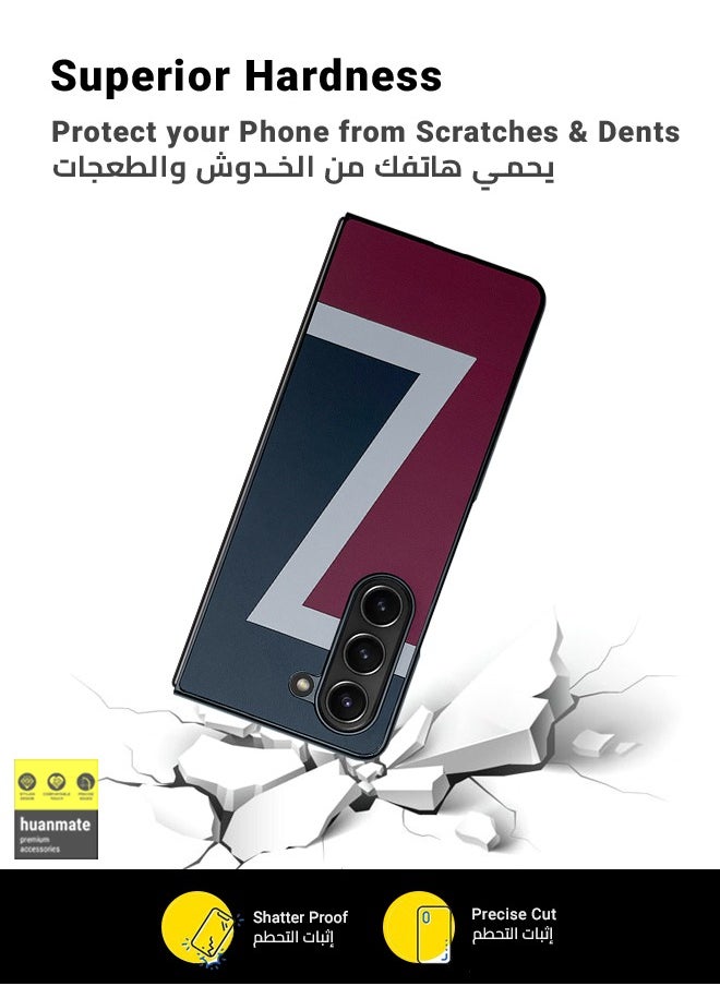 huanmate غطاء حماية صلب أنيق لهاتف Samsung Galaxy Z Fold5 باللون الأزرق/الأحمر  - Image 4