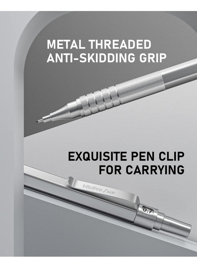 Nicpro 0.7 Metal Mechanical Pencil Set With Case, 3Pcs Mp1000 0.7Mm Artist Lead Pencil With 8 Tube Hb Refills, 3 Erasers, 9 Eraser Refill For Architect Art Drafting Drawing Engineering, Sketching - Image 4