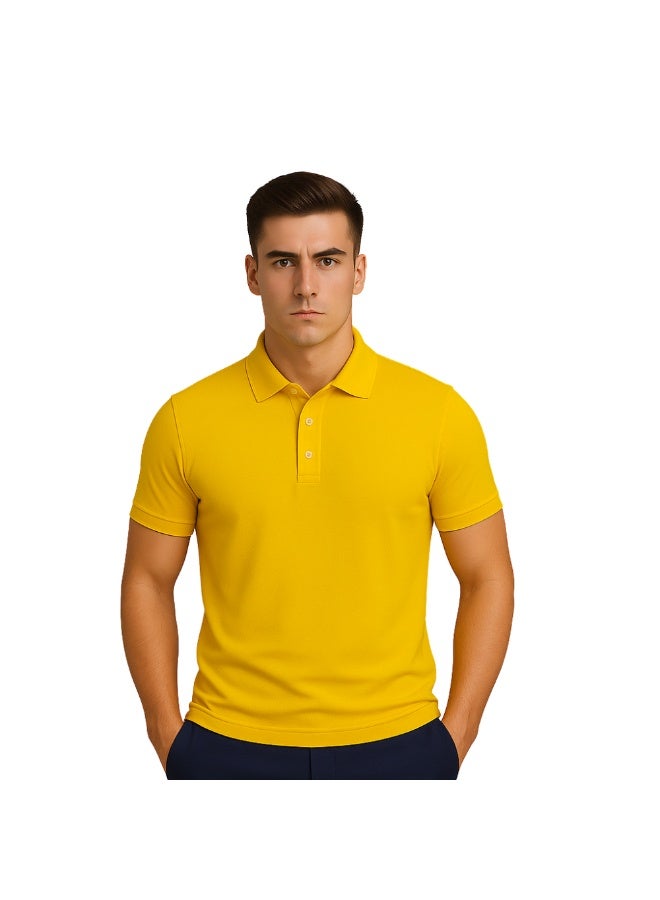 برينت شوب فور مي تيشيرت بولو رجالي | نسيج قرص العسل ٢٤٠ جرام لكل متر مربع | تيشيرت قطني خالص بقصّة عادية بألوان أساسية | مريح وأنيق للارتداء اليومي - Image 1