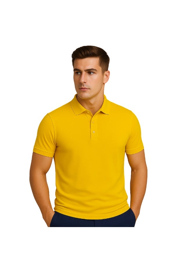 برينت شوب فور مي تيشيرت بولو رجالي | نسيج قرص العسل ٢٤٠ جرام لكل متر مربع | تيشيرت قطني خالص بقصّة عادية بألوان أساسية | مريح وأنيق للارتداء اليومي - Image 2